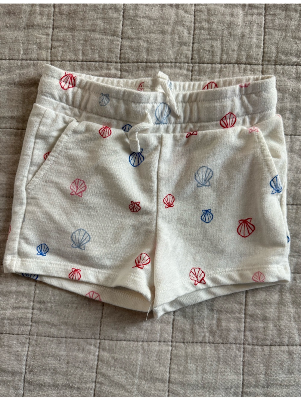 Toddler Girl Cat & Jack Cream Shorts with Red and Blue Shells